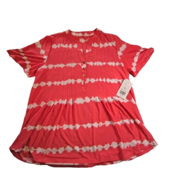 NWT Kim Rogers Striped Shirt Short Sleeve - Picture 1 of 5